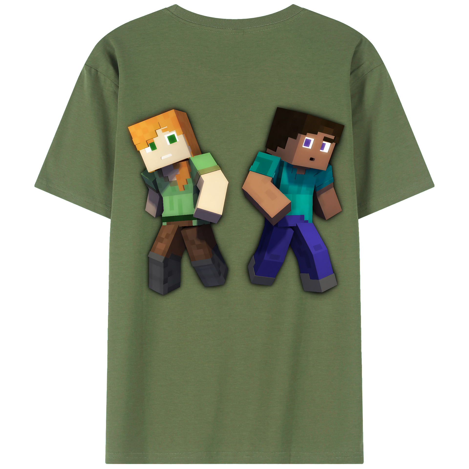 （画像用） マインクラフト ブロックの世界 Minecraft MC Block world 綿100％ メンズ半袖Tシャツ（バックプリント） 通気性